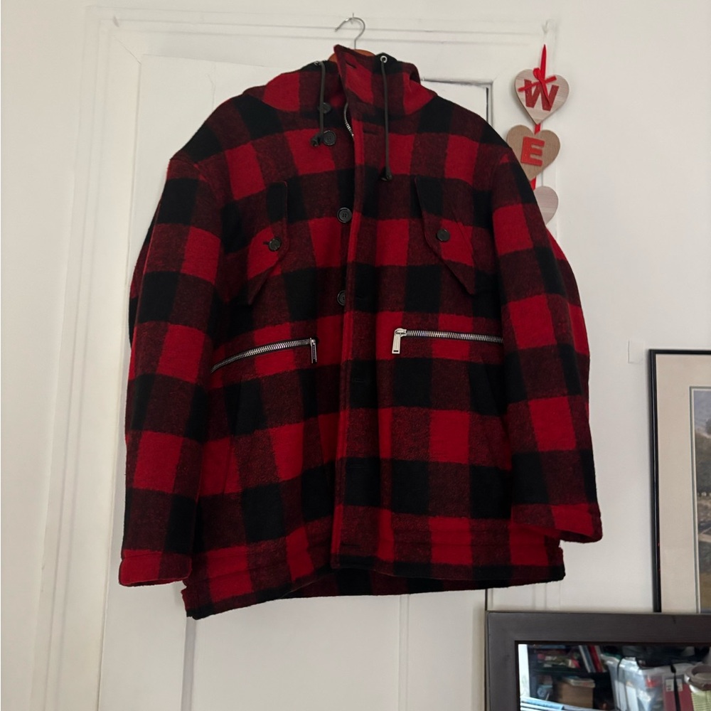DSquared2 Red and Black Plaid Winter Jacket/Coat Sz48 - Picture 3 of 13